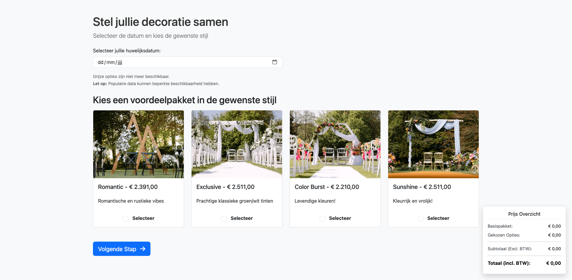 Alpha Deco Wedding Configurator